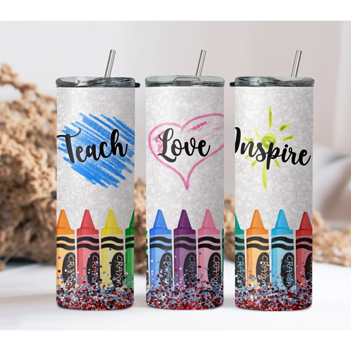 Teach Love Inspire 20oz stainless steel skinny tumbler