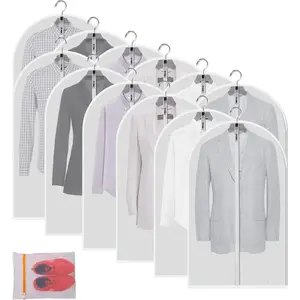Clear Garment Bags Clothes Covers Protecting Dusts (Set of 12) for Storage Plastic Garment Bags Hanging Clothes Bags Dress Bag for Gowns Long with Zipper for Closet - 24'' x 40''/12 Pack