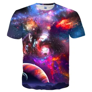 Unisex 3D Vibrant Galaxy Black Hole Planet Saturn Star Nebula Print T-Shirt for Astronomy Fans Space Lovers Casual Daily Wear Cosplay Festival Events
