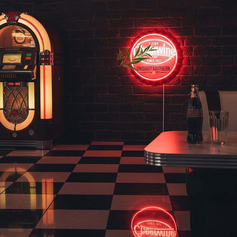 Retro Cherry Bottle Cap Neon Sign USB Powered LED Wall Decor for Home Bar Garage Man Cave Game Room Aesthetic Bedroom Night Light Party Supplies Gift