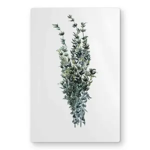 Begin Home Decor C1MP1218BB2M7H 12 x 18 in. Thyme Leaves Bundle - White Kitchen Metal Print Wall Art - Home Decor