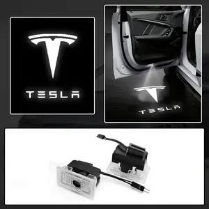 LED Car Door Projector Lights 2PCS ABS - Fits Tesla Model 3 Mode S X Model Y Juniper Roadster SpaceX , Bright Illumination, Durable, No Drilling, Car Decorative Light