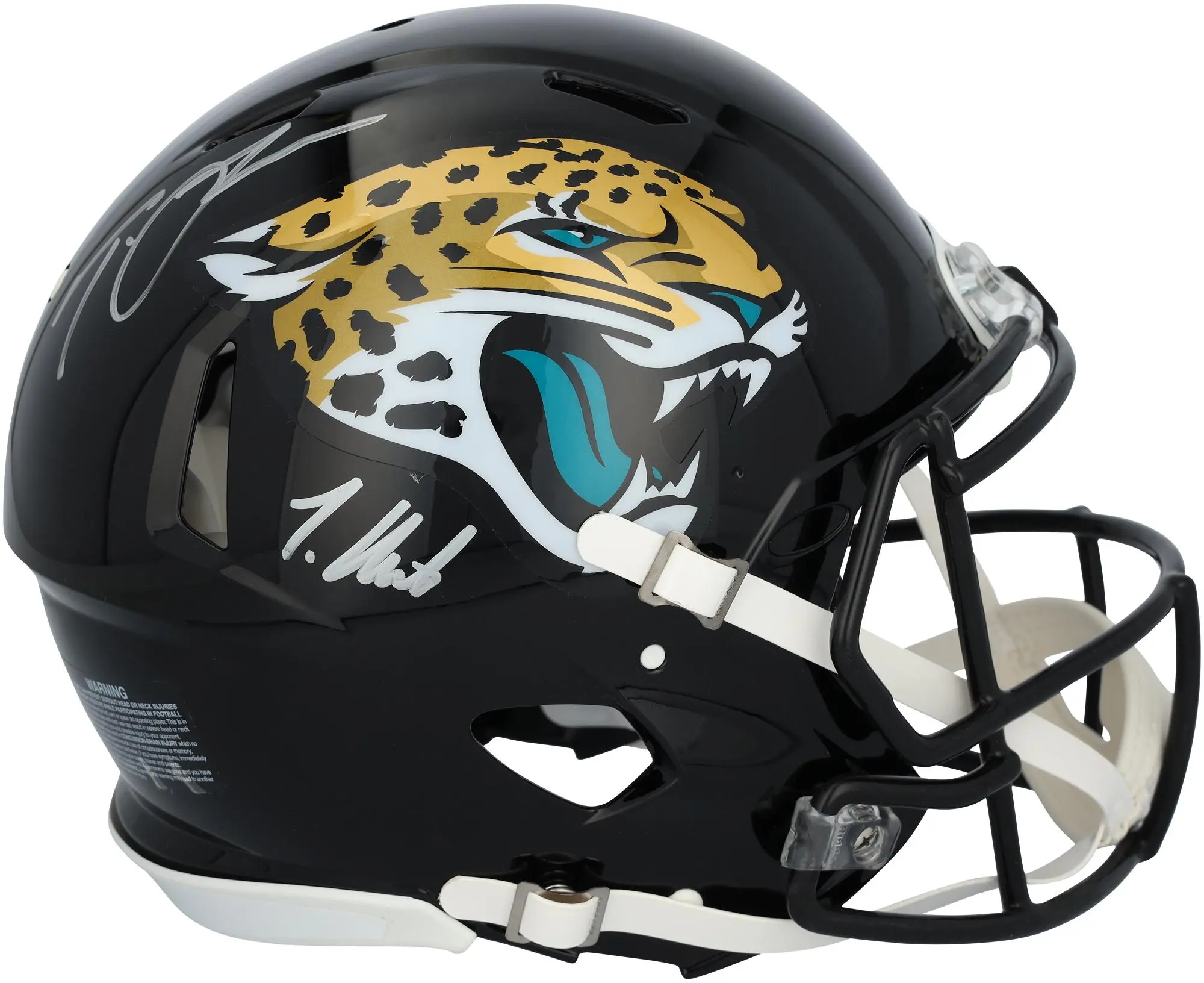 Travis Hunter and Trevor Lawrence Jacksonville Jaguars Autographed Riddell Speed Authentic Helmet - Fanatics Authentic Certified