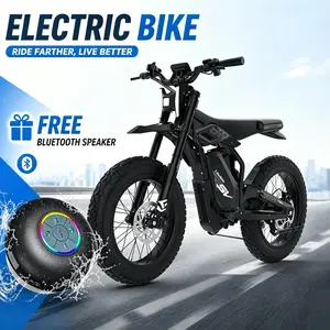 FREE Bluetooth Speaker【Likebike LF03 Pro】Electric Dirt Bike for Adults 3000W Peak(750W Rated) 20"x4" Fat Tire Off-Road E-Bike 85+ Miles PAS 42MPH Electric Motorcycle for Trail Sand Mountain Snow - 60V 27AH Full Dual Suspension Extreme Off-Road Ebike