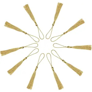 15 count Silky  Tassels Mini Soft Floss Bookmark Tassels with Loop for Souvenir DIY Craft Project  Making Chinese Knot Supplies Accessories Sewing  (Light )