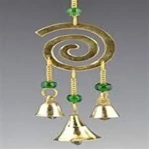 Spiral Brass Chime with Beads 9 Long