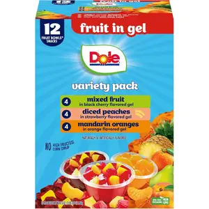 Dole Diced Peaches, Mandarin Oranges, and Cherry Mixed Fruit with No Sugar Added Variety Pack - Dole Fruit Bowls Snacks