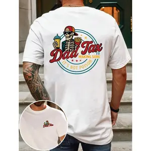 Men's Regular Fit Skeleton Print Round Neck Tee, Casual Short Sleeve Crew Neck T-shirt for Summer, Fashion Men's Top for Daily Wear, Tropical