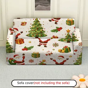 1Pc Santa Christmas Tree Gift Holiday Sofa Cover - Soft, Breathable with Elastic Fit, Machine Washable, Perfect for Living Room & Study Decor, Sofa Covers for Living Room.