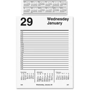 212 MAIN At A Glance Pad Base Refill Pad - White Full-Year Half-Hour Grid Daily Desk Calendar, Planner Notebook, Office Organizer