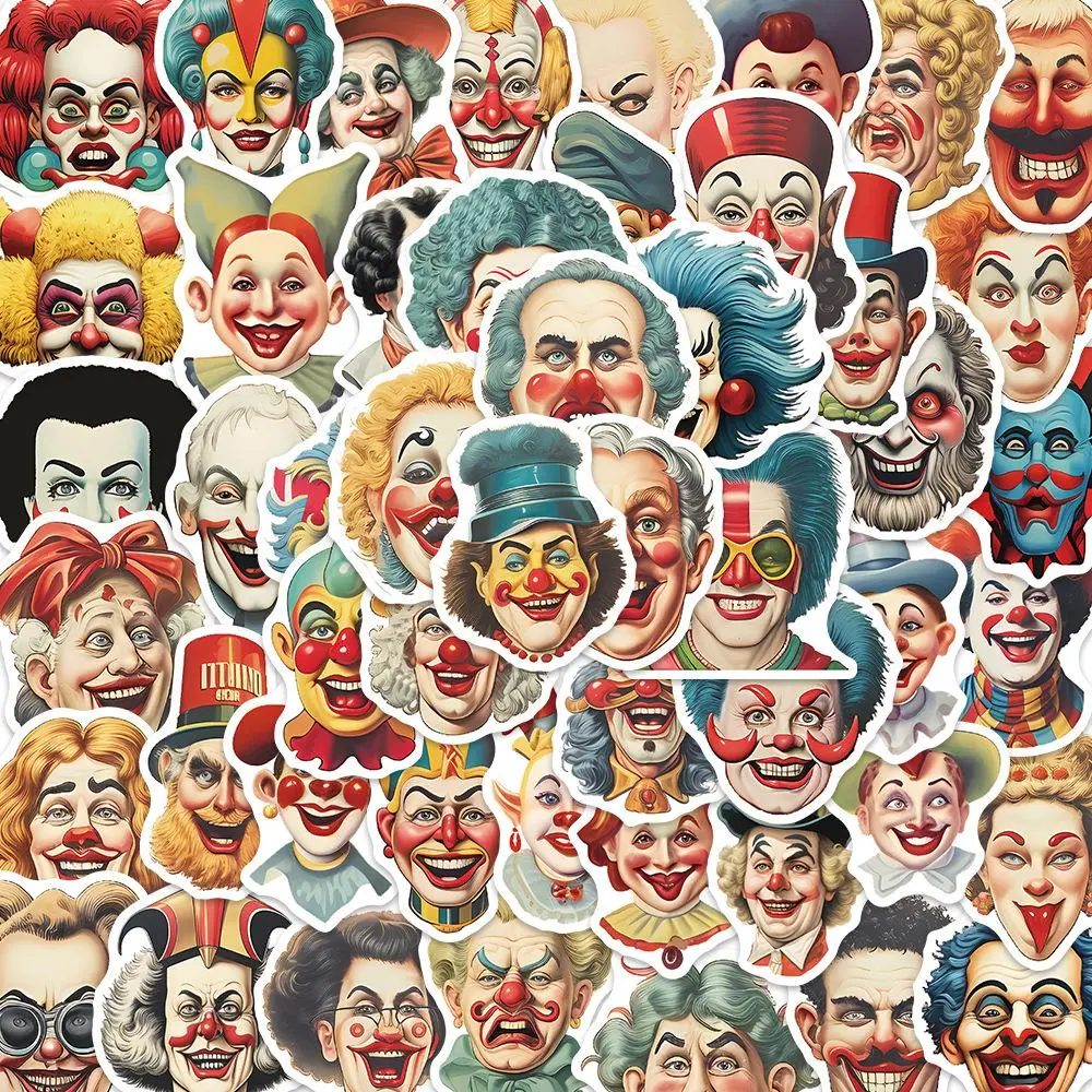Clown Series Graffiti Sticker, 50pcs/set Waterproof Self Adhesive Decor Sticker for Gift Greeting Card Water Bottle Laptop Phone Case Border Accessories