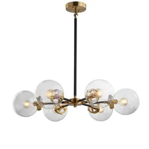 JONATHAN Y Cleo Contemporary Adjustable Metal/Glass LED Pendant; for Living Room,Bedroom, Kitchen, Office