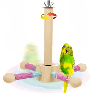Parrot Bearing Spinning Windmill Toy — Boredom Relief Chew and Beak Grinding Toy for Cockatiels, Lovebirds, Budgies — Hanging Cage Decoration