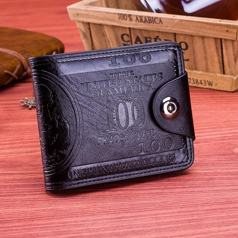 Vintage Retro Dollar Bill Wallet - PU Leather Credit Card Holder Zippered Coin Pouch for Men