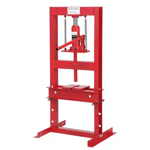 GARVEE 6-Ton Hydraulic Shop Press, Heavy Duty Benchtop Hydraulic Shop Press with 2 Press Plates, H-Frame Pneumatic Shop Press Adjustable Height,Red