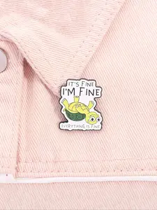 Creative Funny Upside Down Turtle Brooch, It's Fine I'm Fine Everything Is Fine Cartoon Badge, Unique Fashion Jewelry for Men and Women, Ideal Gift for Friends, Men Accessories