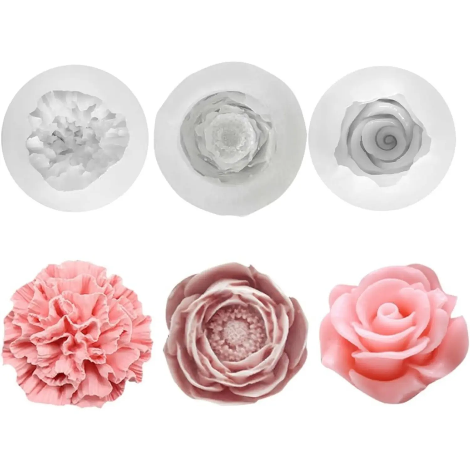 3 Pcs Silicone Candle Making Molds - Rose, Lilac, Peony Flower Casting Molds for Home Decor Candles 3 Pcs Silicone Candle Making Molds - Rose, Lilac, Peony Flower Casting Molds for Home Decor Candles