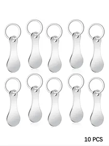 10 Convenient Metal Keychains for Shopping Cart Tokens & Unlocking, Mini Stainless Steel Keychain, Grocery Shopping Cart Coin Holder