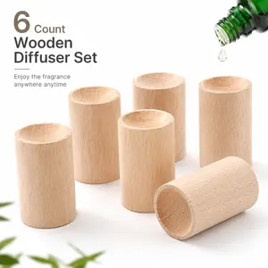 6 Pcs Charcoal Wooden Reed Diffuser, Exquisitely Hand-Crafted Essential Oil Diffuser with Natural Wick, Made of Eco-Friendly Solid Wood, Stylish Aromatherapy Decor for Home & Indoor Space