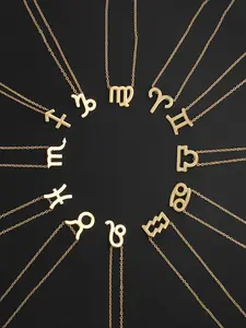 Constellation Pendant Necklace, Initial Letter Necklace, Adjustable Charms Necklace, Fashionable Constellation Charm Necklace for Women & Men, Trendy All-match & Exquisite Jewelry for Birthday Gift