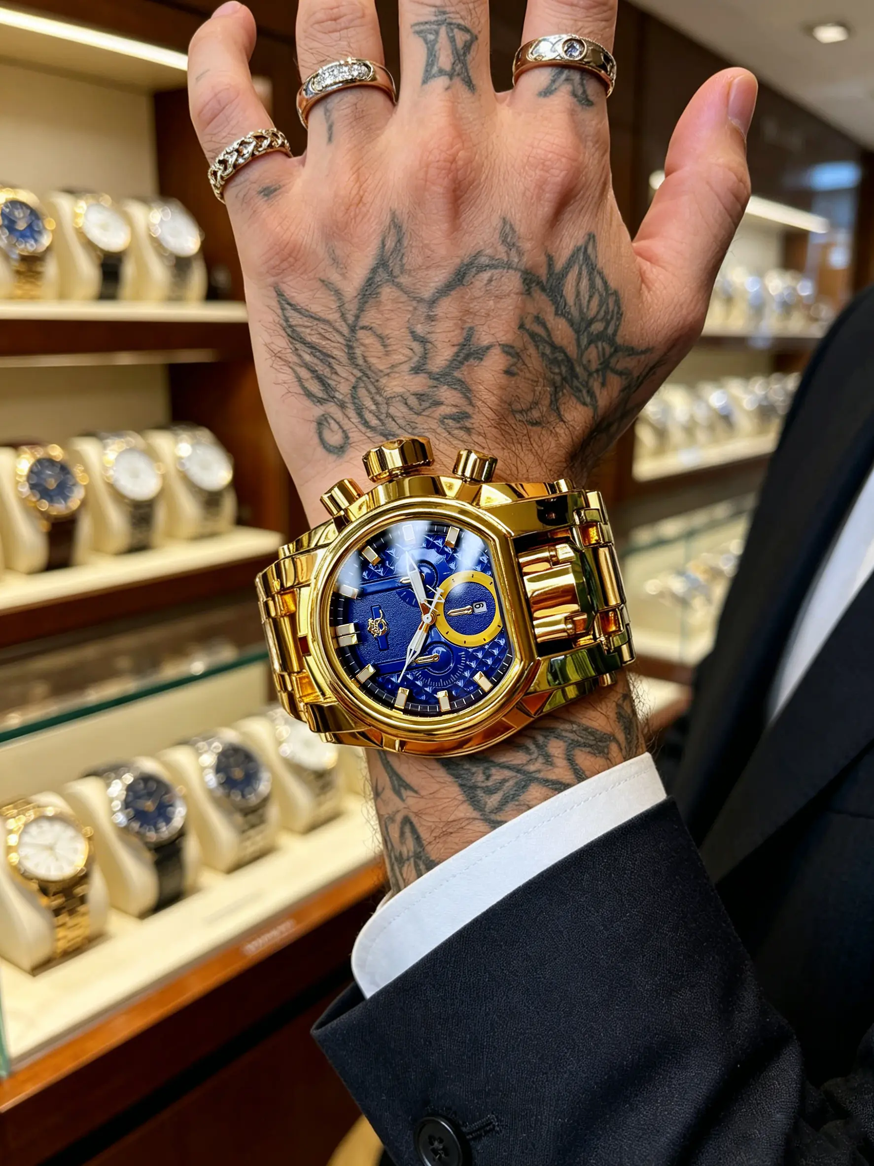 Classic Punk Men's Oversized Retro Watch, Trendy Punk Watch & Compass Ball Indicator Street Hip Hop Watch