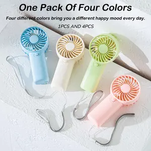 4-Pack Mini Portable Fan, 5-Inch Aaa Battery Powered, Lightweight Handheld Cooling Fan, Quiet Personal Fan, Ideal for Kids, Office, Travel, Makeup