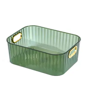 Acrylic desktop storage box, transparent dormitory desk stationery and book organizer, office file basket