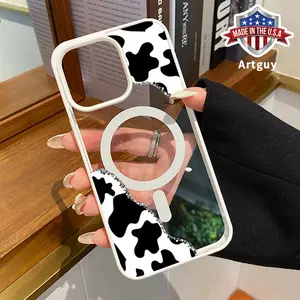 Magnetic Phone Case for iPhone 16 15 Pro Max 14 Plus 16E 13 12 11 X XS XR Cow Print Corner Pattern TPU Shockproof Anti-Scratch Stylish Smartphone Cover