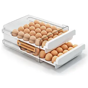 Egg Container for Refrigerator 60 Count, Large Egg Organizer for Fridge, Transparent Egg Holder 2 Tier Eggs Container with Timing Function Boxes 11