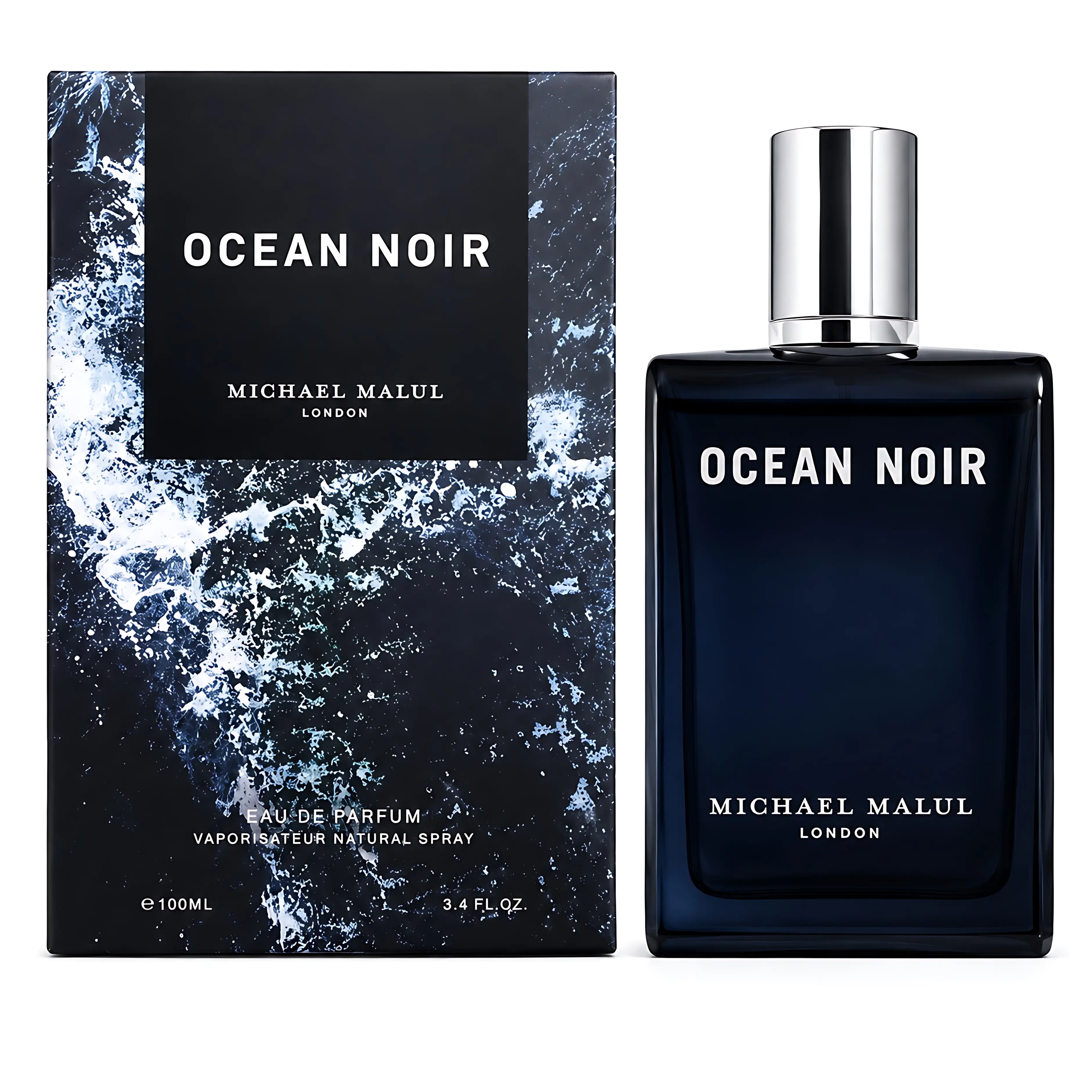 Michael Malul London Ocean Noir For Men 3.4 Oz, Tonka Bean Amberwood Black Coconut Musk