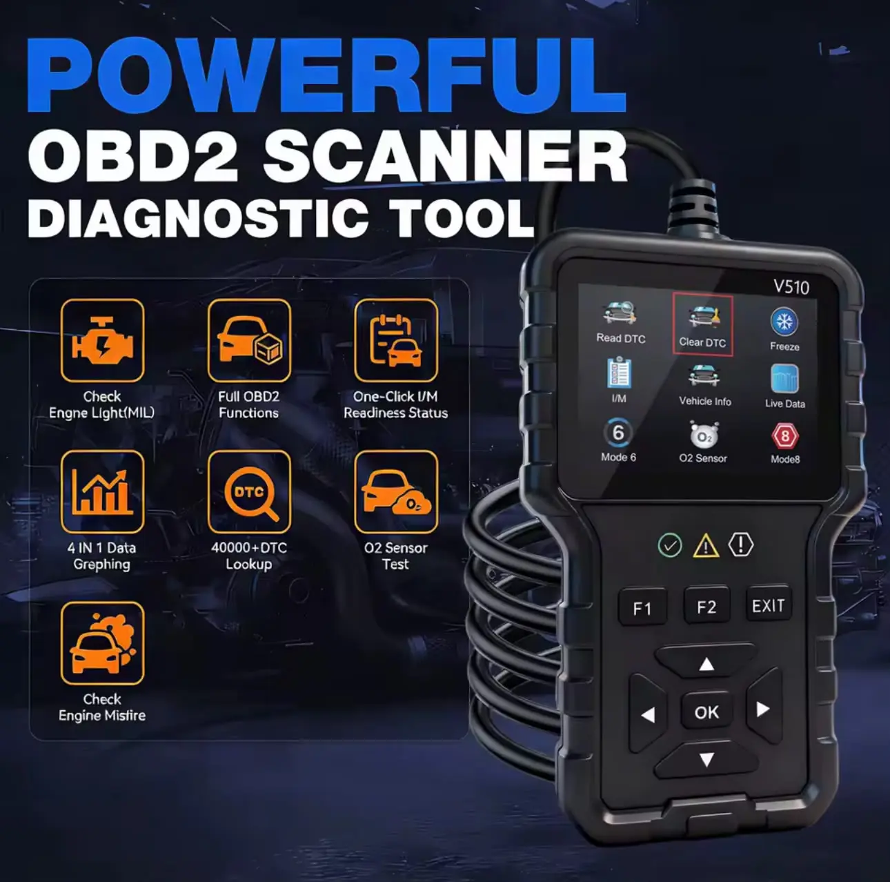 2026 New V520 Professional Obd2 Car Diagnostic Tool Support 8 Languages Auto Code Reader Scanner Clear Fault Code Real Time Data