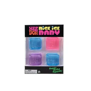 NeeDoh Nice Ice Baby, Satisfying Square Shaped Sensory Toys, (4 Pack Colors May Vary)