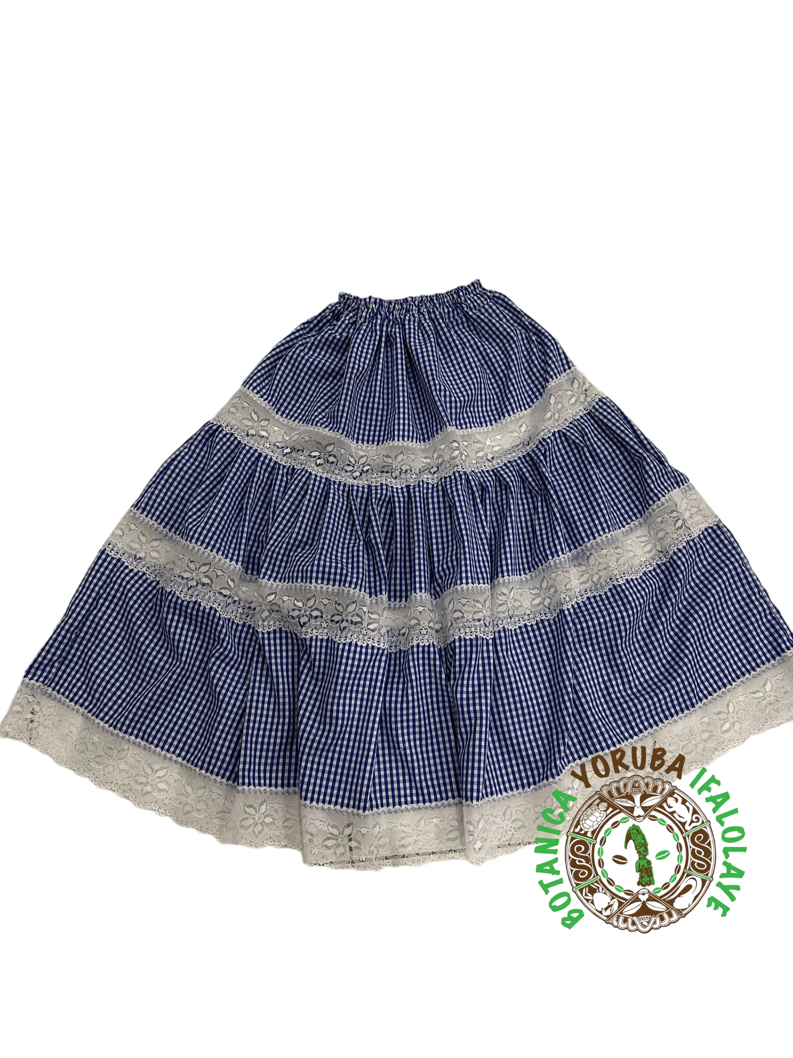 Yemaya  Gingham Skirt with white lace