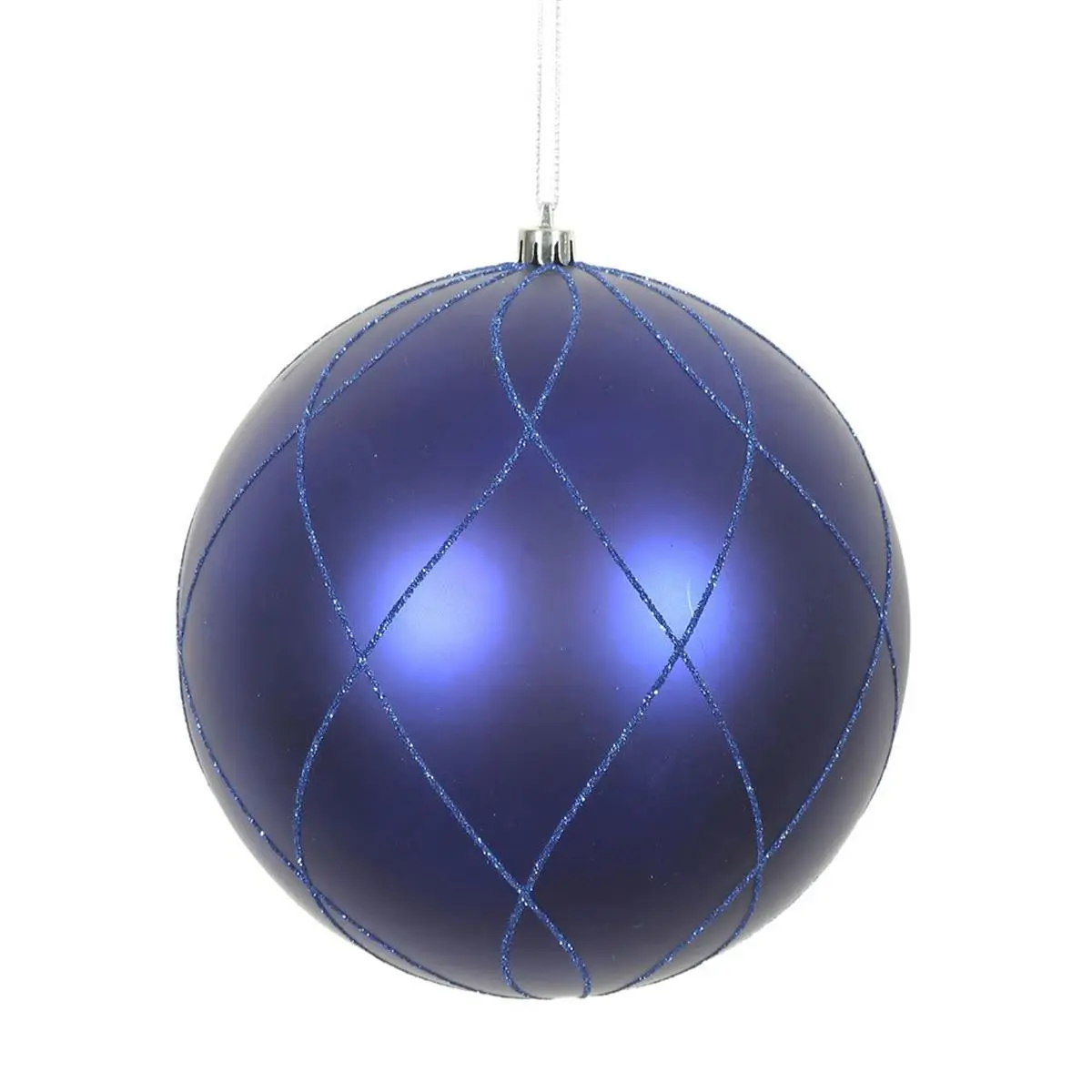212 MAIN 4 in. Plastic Matt Cobalt Blue Glitter Swirl Christmas Ornament Balls - 4 per Box, Miniature Christmas Decor for Festive Home & Party Decorations, Four Balls, Christmas Decor Festival Party Style