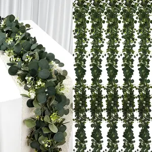 2/4/6 pcs Eucalyptus Garland, 6FT Green Flower Garland Decor, Artificial Faux Eucalyptus Leaves Greenery Vines for Table Runner Wedding Bedroom Mantle Centerpieces Backdrop Decorations