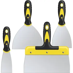 Putty  Set, 4 count Stainless Steel Scraper  Tool with Comfortable Grip for Drywall Repair, Wallpaper Removal and Plaster Scraping(2,4,6,8in)