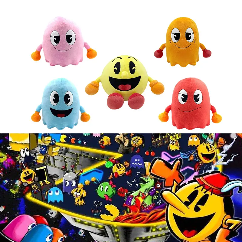 New PAC-MAN Classic Game Peripheral Plush Toy, Creative Stuffed Doll, Kids' Gift