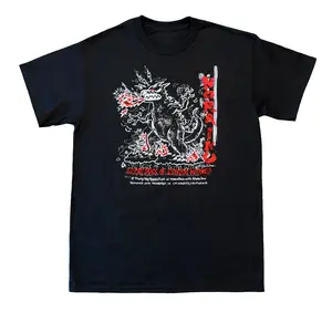 Norainu Stray Dogs Kaiju Monster Graphic T-Shirt, Retro Godzilla Style Japanese Streetwear Tee, Casual Black Top Vintage Norainu Stray Dogs Kaiju Monster Graphic T-Shirt, Retro Godzilla Style Japanese Streetwear Black Tee, Casual Short Sleeve Top for Men
