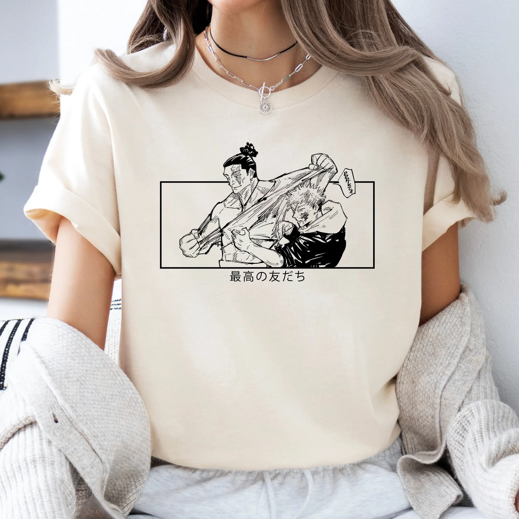 BESTO FRIENDO Anime Graphic Tee, Yuji Itadori & Aoi Todo Jujutsu Kaisen Anime Unisex T-Shirt, Gift For Fan Anime