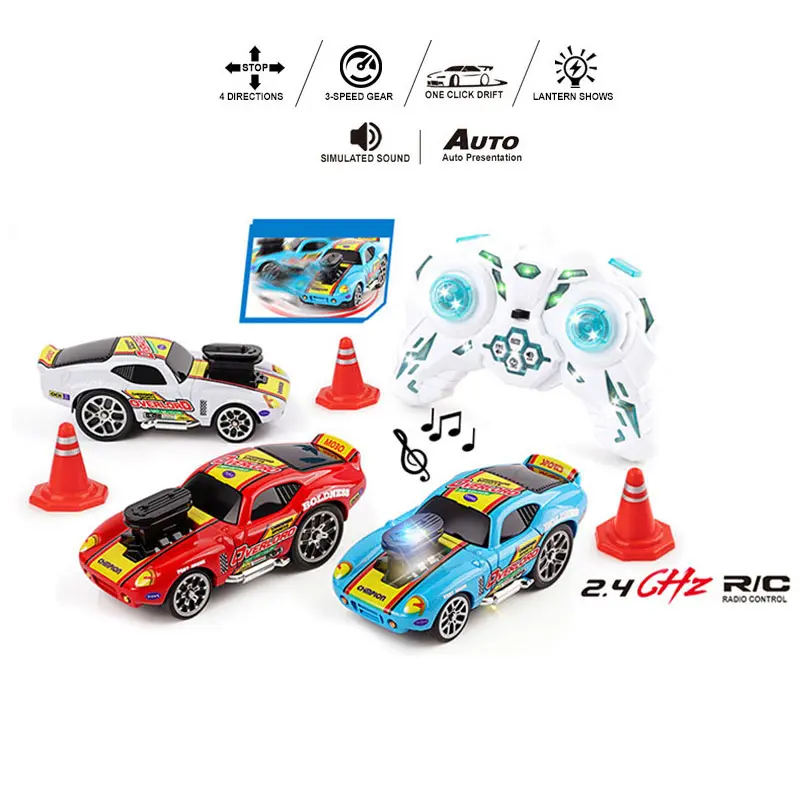 2025 New 1/64 Mini Alloy RC Drift Car, High Speed Alloy Off-Road Sports car, 2.4GHz Remote Control Toy, USB-C Charging, 3-Speed Modes, LED Lights music, Indoor Outdoor Racing, Fun Birthday Christmas Gift for Kids Boys Outdoorfun