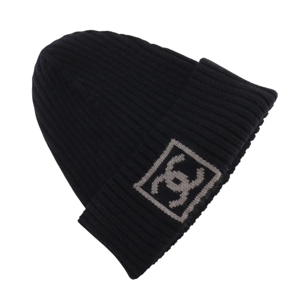 Pre-owned CHANEL Wool Small Leather Goods Coco Mark Silk Cashmere Hat