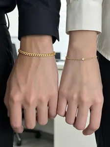 Stainless Steel Couple Bracelets Set, Matching Bracelets, Unisex Love Jewelry Gift for Him Her, Romantic Anniversary Travel Daily Wear Accessories