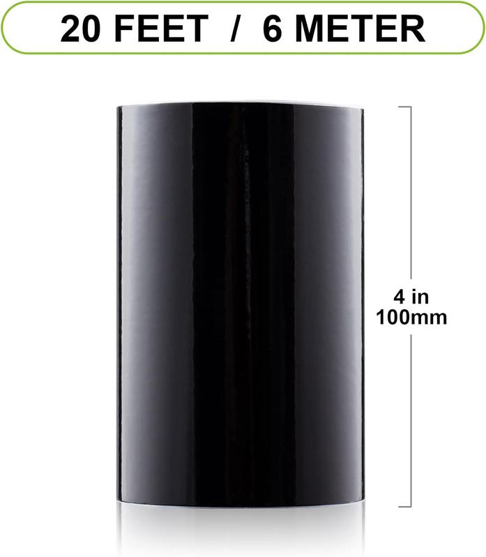 Spurtar Gloss Black Vinyl Wrap 4 Inch x 20ft Air-Release Adhesive Car Vinyl Tape Chrome Delete Wrap Roll DIY Car Exterior Decoration Door Edge Guard Vehicle Detailing Paper 10CM x 6M