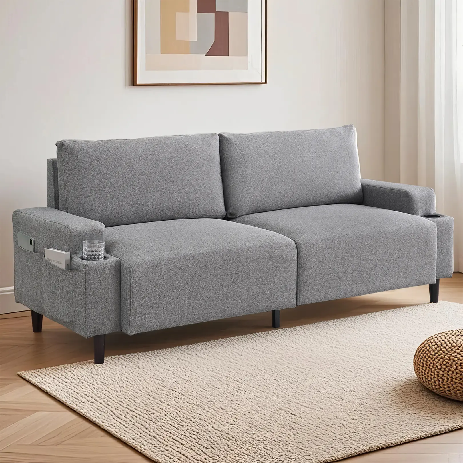 3-Seater Reclining Sofa with Cup Holders and Storage for Cozy Movie Nights and Small Space Relaxing