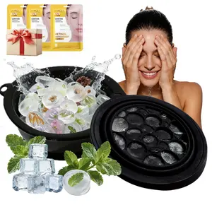 Face Ice Bath Bowl with Built-in Ice Tray, Foldable Silicone Facial Cold Plunge Basin for Skin Tightening & Acne Relief, Portable Spa Tool for Home & Travel (Black)