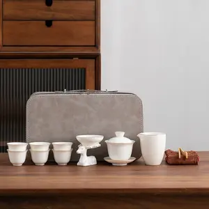 Taian Traditional Kung Fu Tea Set: Authentic Jade White Porcelain