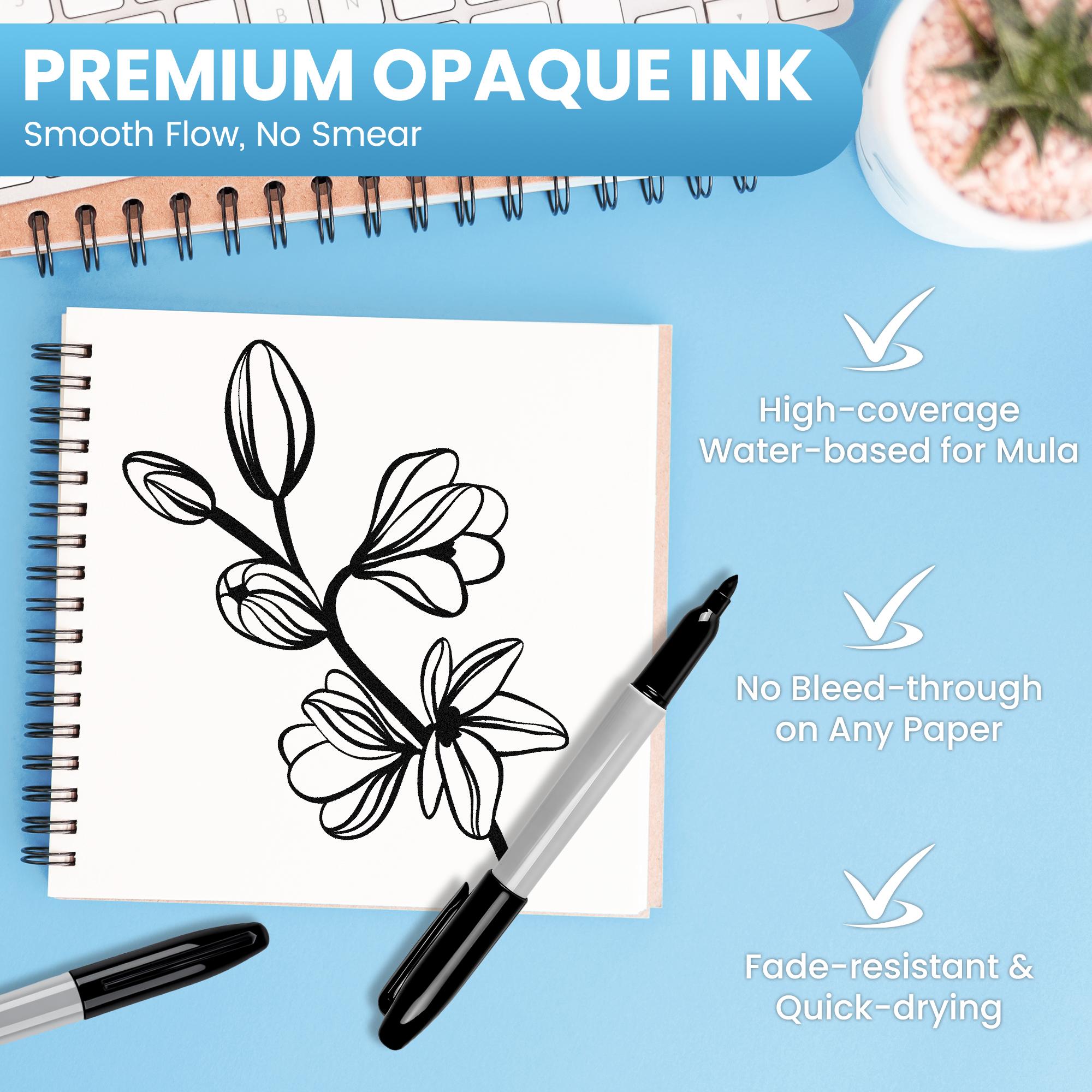 Permanent Markers Bulk, 50 Pack, Black Permanent Marker Pens, Fine Tip, Waterproof, Quick Drying, Smooth Writing, Used on Glass Metal Stone Paper Most Surfaces, Office School Supplies