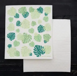 Swedish Dish Cloth | Monstera Leaf Eco-Friendly Sponge Cloth | Reusable Kitchen Cloth | Plant Lover Kitchen Decor
