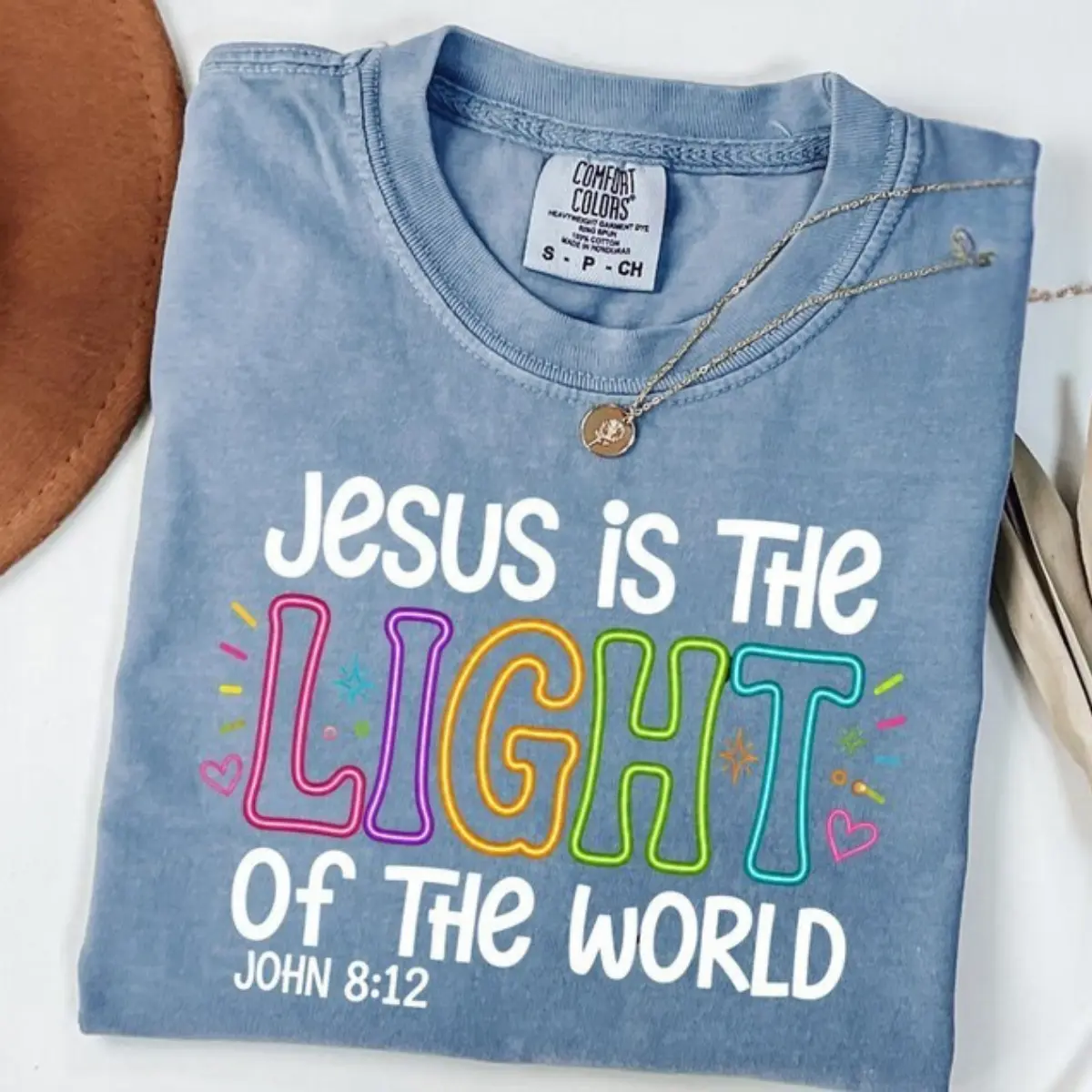 Comfort Colors Jesus is The Light of The World TShirt, Illumination Station Christian T-Shirt, Shining A Lights On Who Jesus Church Clothes