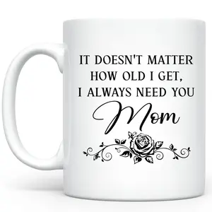 CupiCo I Always Need You Mom Ceramic Mug, Mom Appreciation Coffee Mug, Motherhood Tea Cup, Birthday Gift for Mama Mugs, Gift from Daughter/Son to Mom